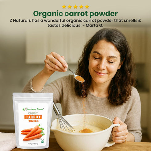 1 lb. Z Natural Foods Organic Carrot Powder, Natural Superfood Powder for Vision and Heart Health, Great in Juices