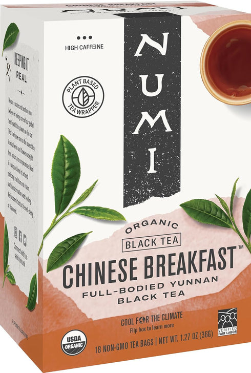 Numi Organic Tea Chinese Breakfast, 18 Count Box Of Tea Bags (Pack
