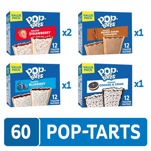 Pack (60 Pop-Tarts Toaster Pastries, Breakfast Foods, Kids Snacks, Variety Pop-Tarts)