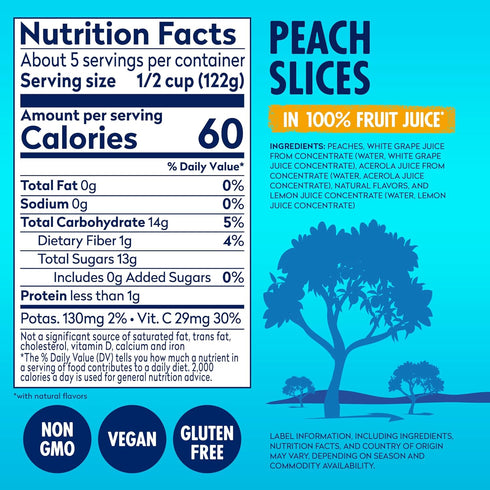 100% 23.5 (Pack 8) Dole Jarred Peaches Sliced Yellow Cling in Fruit Juice, Ounce Jar