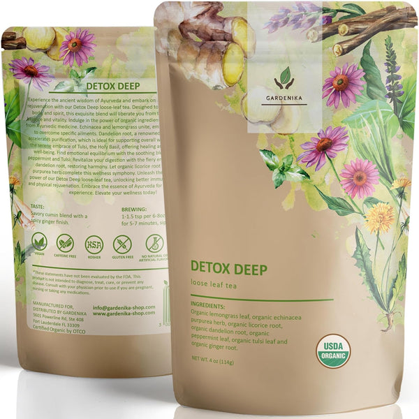 Organic Dandelion Root Detox Loose Leaf Tea, Herbal, Caffeine-Free, KSA Kosher, Ayurvedic