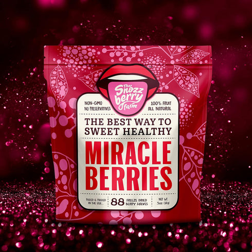 THE SNOZZBERRY FARM Snozzberry 88 Miracle Berries by Farm | berry halves | Freeze-dried, Grown in the USA | Turn Sour