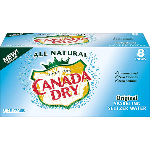 Canada Dry Original Sparkling Seltzer Water, 12 Fluid Ounce Can, 8 Count