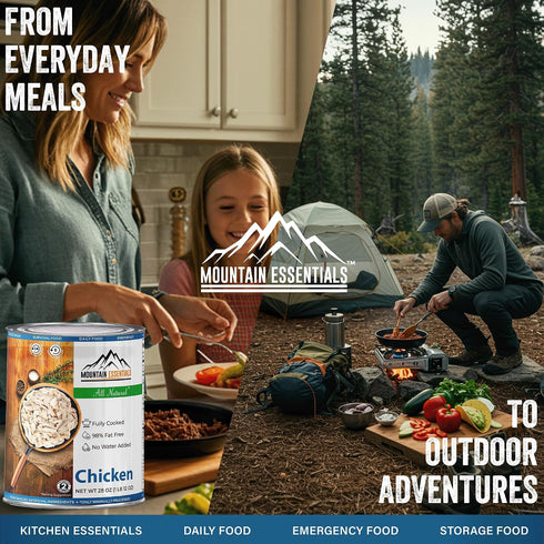 28 Oz 5-Year Pack 1 MOUNTAIN ESSENTIALS Fully Cooked Canned Chicken White Meat for Daily Meals, Camping & Emergency