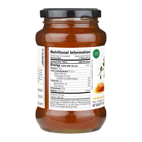 530g Pack 1 INDIGENOUS HONEY Tulsi Basil Honey Raw Natural Pure Unprocessed NMR Tested Unpasteurized Unheated Glass Jar