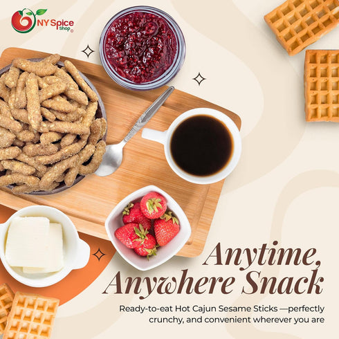 5 NY Spice Shop Cajun Sesame Sticks - Pound Spicy Cajun Sesame Toasted Snack Mix - Crunchy Hot Flavor Bites - Finger