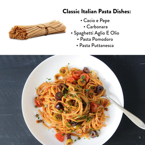 1 8 Pack, 100% DeLallo Whole Wheat Spaghetti, Pound Bag, Organic Noodles, Pasta from Italy, Whole Grain, Cooks Al Dente