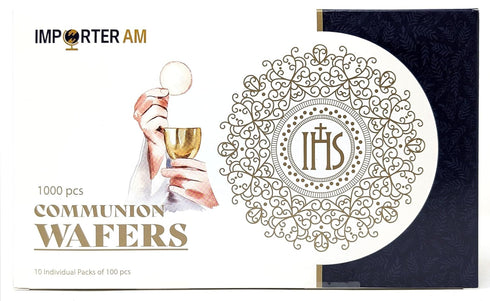 Importer AM Communion 1 3/8", 1000 Count Communion Church Wafers Round Hosts for Service Unleavened Eucharist Bread