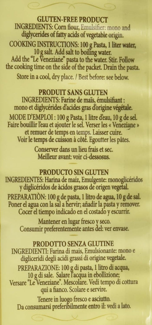 Le Veneziane 8.8 oz Gluten Free Penne Rigate Corn Pasta