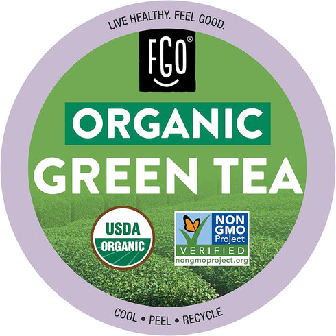 FGO Organic Green Tea K-Cup Pods for Keurig, 24 Count (Pack of