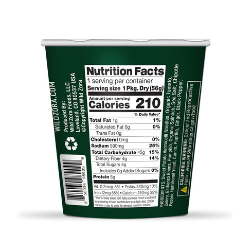 (4-Pack) Wild Zora Vermicelli Noodle Soup - Instant Cup of Soup Snack w/Sweet Potato Glass Noodles, Gluten Free Made