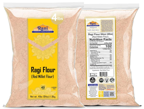 64oz (4lbs) 1.81kg (Pack 2) Rani Ragi (Finger Millet) Flour Bulk ~ All Natural | Vegan | Gluten Friendly | NON-GMO |