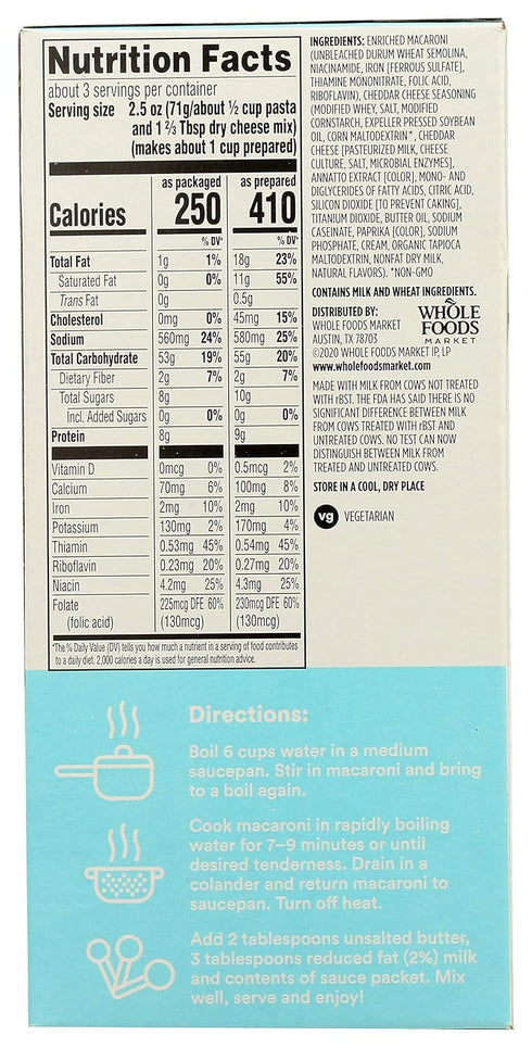 365 7.25 (Pack 4) by Whole Foods Market, Macaroni And Cheese, Ounce