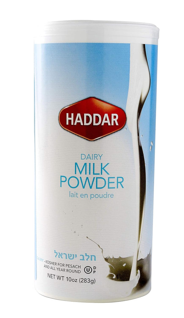 Haddar Kosher Dairy Milk Powder, 10oz Resealable Canister, Non-Fat Dry Milk Powder,