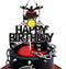 LINGBOOM Drum kit Happy Birthday Cake Topper Black Glitter Musical Music Notes Cake