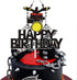 LINGBOOM Drum kit Happy Birthday Cake Topper Black Glitter Musical Music Notes Cake