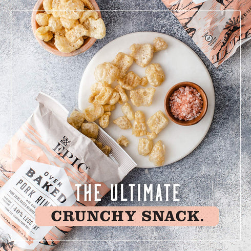 4Ct 2.5oz (Pack 4) EPIC Pink Himalayan Salt Pork Rinds, Keto Consumer Friendly, Box bags