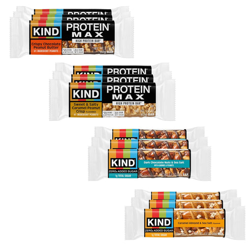 KIND Protein MAX and Zero Added Sugar Snack Bars Bundle Pack, Gluten