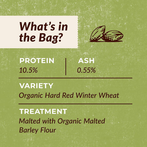 100% 10 Organic All Purpose Unbleached White Baking Flour - Pound