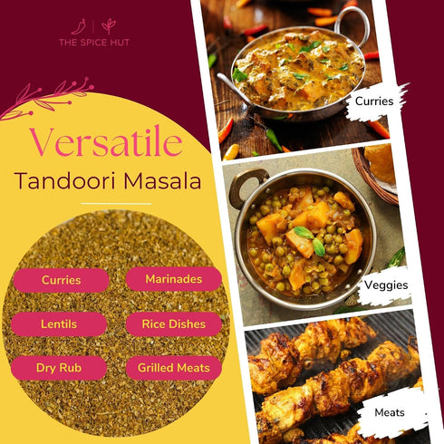 1lb Pack Spice Hut - Organic Tandoori Masala Powder, No Salt, Flavorful Indian Tandori Curry Powder for Cooking South