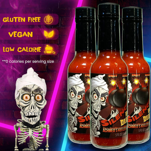 Jeff Dunham - Achmed's Keeler Hot Sauce, Super Hot with Scorpion, Carolina Reaper, Ghost Peppers, 5 fl oz
