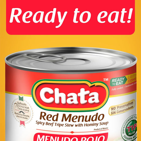 25 oz Pack 3 Chata Red Menudo, Beef beef belly Stew with Hominy Corn, Can