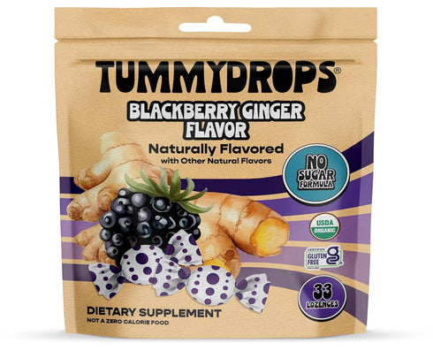 Tummydrops, No Sugar Sweet Blackberry Ginger Flavor, Gluten Free & Vegan, 33