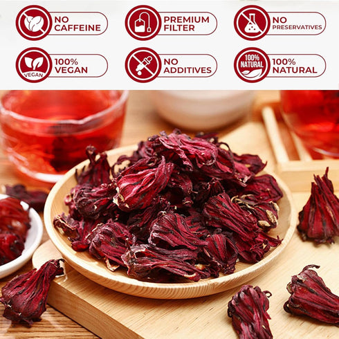100% (1, Count, 100.0) Pure Premium Hibiscus Tea Organic Dried Hibiscus Flower Support Heart Health/Liver health/Blood