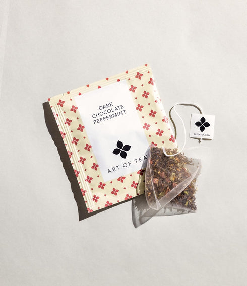 50 Art of Tea | Dark Chocolate Peppermint Dessert Tea | Organic Black Tea | Pyramid Tea Bag Sachets