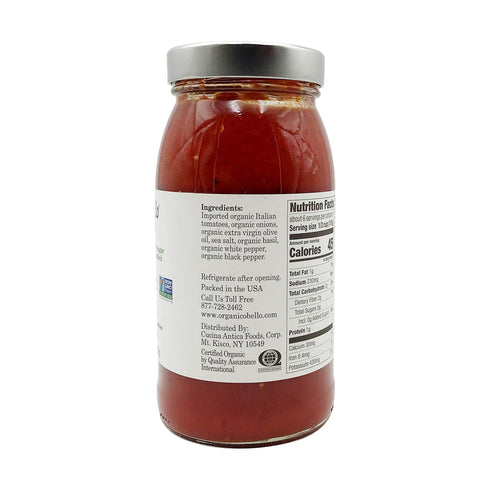 Organico Bello Tomato Basil Organic Pasta Sauce, 25 oz