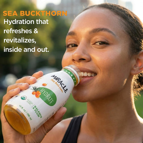 7 |10 oz Miracle Sea Buckthorn HYDRATE USDA Organic Sea Buckthorn Juice Drink | Omega & Antioxidant Rich Superfruit |