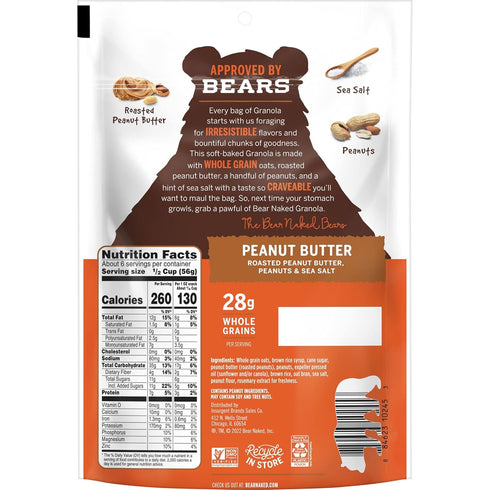 Kellogg's 12oz (1 Bear Naked Granola, Breakfast Snacks, Peanut Butter, Bag Bag)