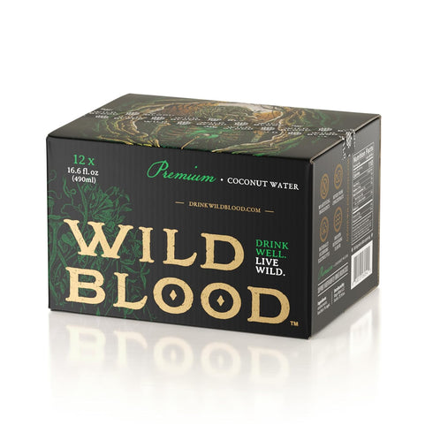 16.6 oz (Pack 12) Wild Blood: Premium Coconut Water - Natural Electrolyte and Energy Drink | fl