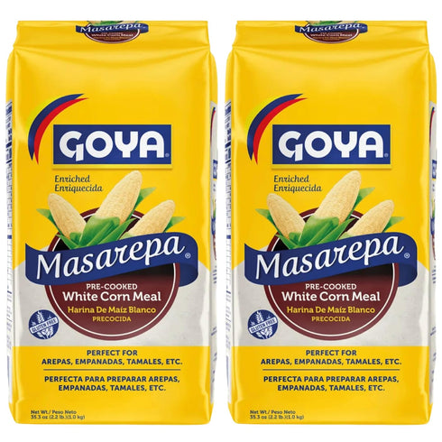 Goya Pre-Cooked White Corn Meal for Cooking, Pack of 2 (35.2 oz