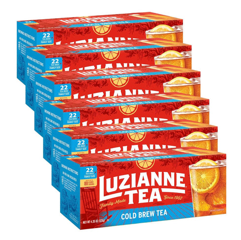 Luzianne Unsweetened Cold Brew Black Iced Tea Bags, Family Size, 22ct Box