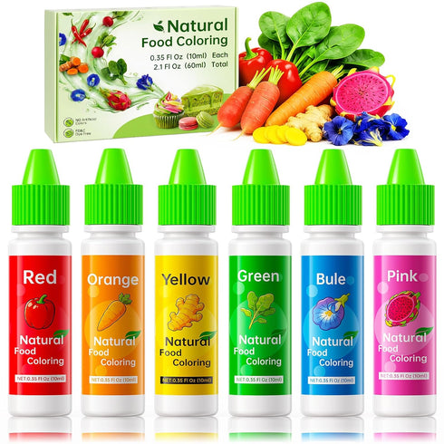 Natural Food Coloring Set - FD&C & Artificial Dye Free, Gluten-Free, 6