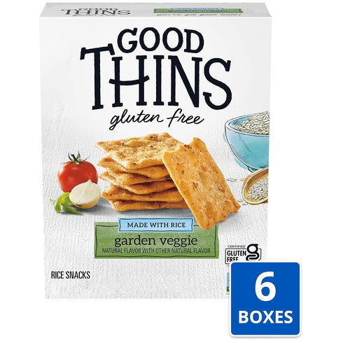 6 3.5 oz Good Thins Garden Veggie Rice Snacks Gluten Free Crackers, Bulk Snack Crackers, - Boxes