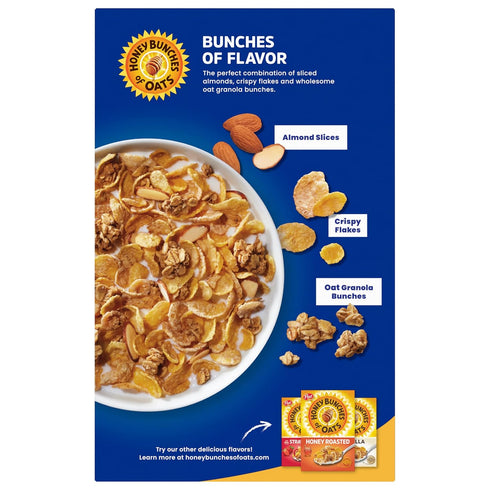 18 oz Honey Bunches of Oats with Almonds Breakfast Cereal, Almond Cereal with Oats and Granola Clusters, Family Size