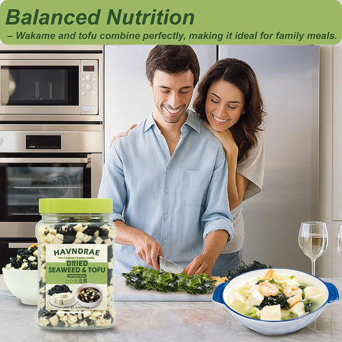 6.5oz Dried Wakame Seaweed & tofu mix for Miso Soup, Japanese Soup Kit - Instant, Vegan, High Protein for Ramen, Udon