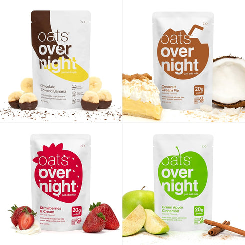 Pack (8 Pack Oats Overnight Fruit Variety - High Protein, High Fiber Breakfast Protein Shake - Gluten Free, Non GMO