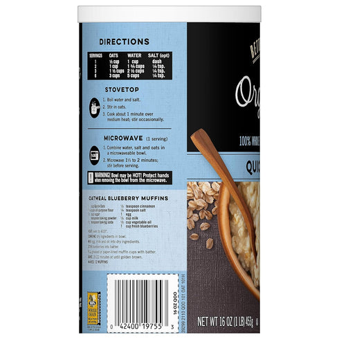 Post 16 OZ (Pack 5) Better Oats Organic Quick Oats, Organic Oats for Quick Oatmeal and Overnight Oats, Certified USDA