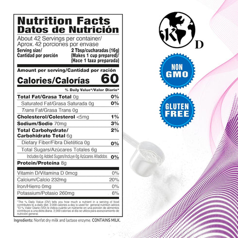 24 Oz (Pack-1) DairySky Lactose Free Milk Powder - Non GMO Fat Free Powdered Milk for Baking & Coffee, Kosher