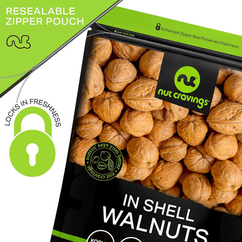 (80oz 5 LB) Packed NUT CRAVINGS - Raw Walnuts In Shell, Whole, - Fresh in Resealable Bag - Nut Snack - Food Assortments