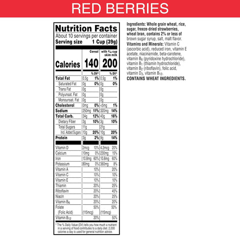 14.7 oz Kellogg's Special K Red Berries Breakfast Cereal, Good Source of Fiber, Large Size