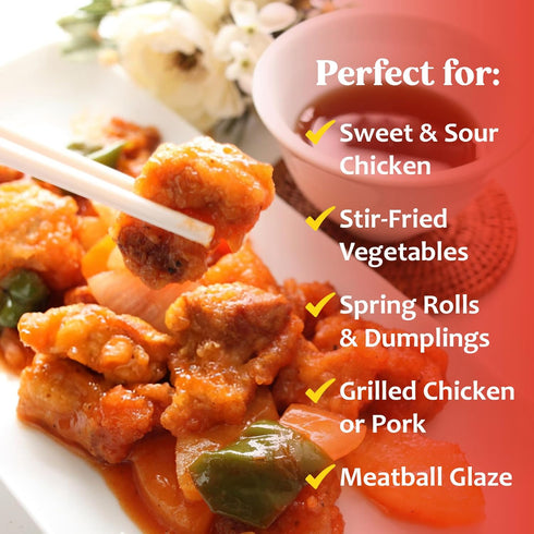 14.5 oz Sun Luck Restaurant Sweet & Sour Sauce Bottle Classic Sweet-Tangy Dipping Sauce for Egg Rolls & Appetizers;