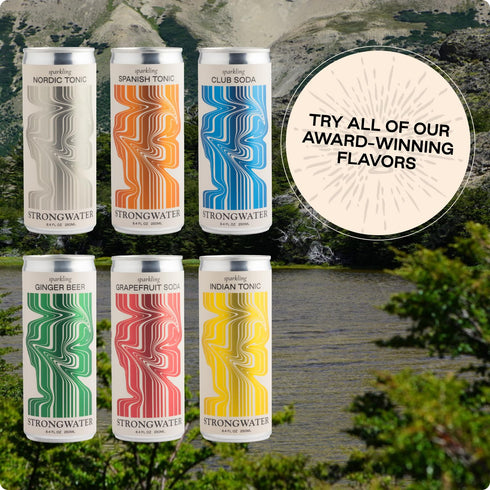 12 Pack (8.4 Oz Strongwater Sparkling Nordic Tonic Water - Cans Fl Each) - Premium Mixer Made with Quinine, Rocky