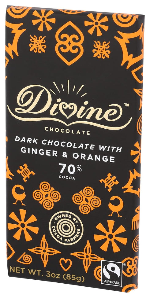 3 Oz Divine Chocolate Chocolate bar Dark Ginger Orange