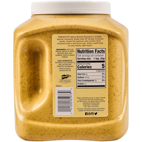 105 oz 105 French's Spicy Brown Mustard, - One Ounce Bulk Container of Hot Brown Mustard, Perfect for Professional Use