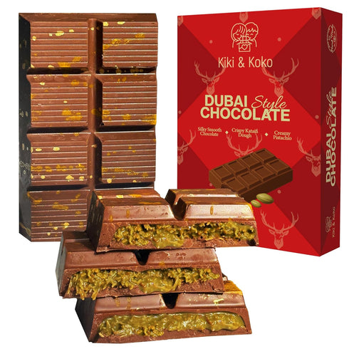 Dubai Chocolate Pistachio Bar 6.5oz - Handmade Kunafa Baklava-Inspired Dessert with European