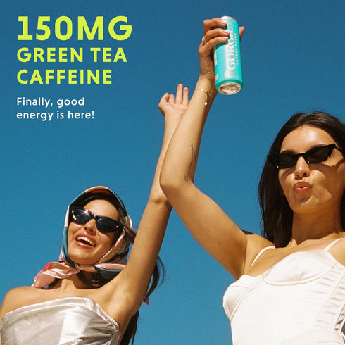 '-150mg (Pack 12) GORGIE Tropical Variety, Sugar-Free Natural Energy Drink Sparkling, Healthy Energy Drinks - Green Tea